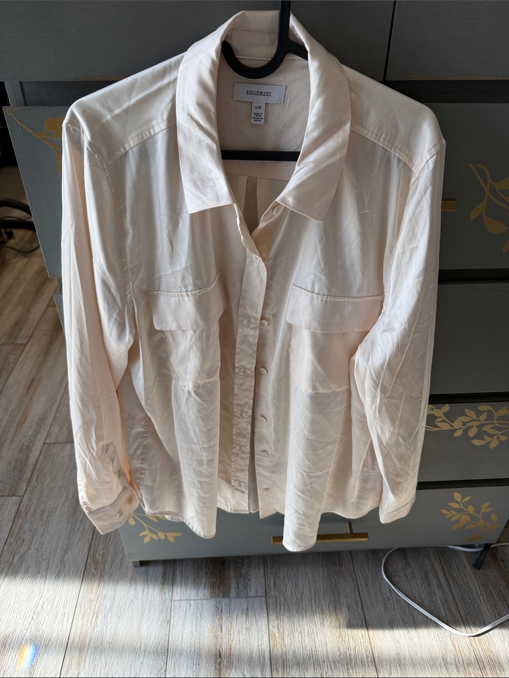 Equipment Cream Button-Down Silk Shirt